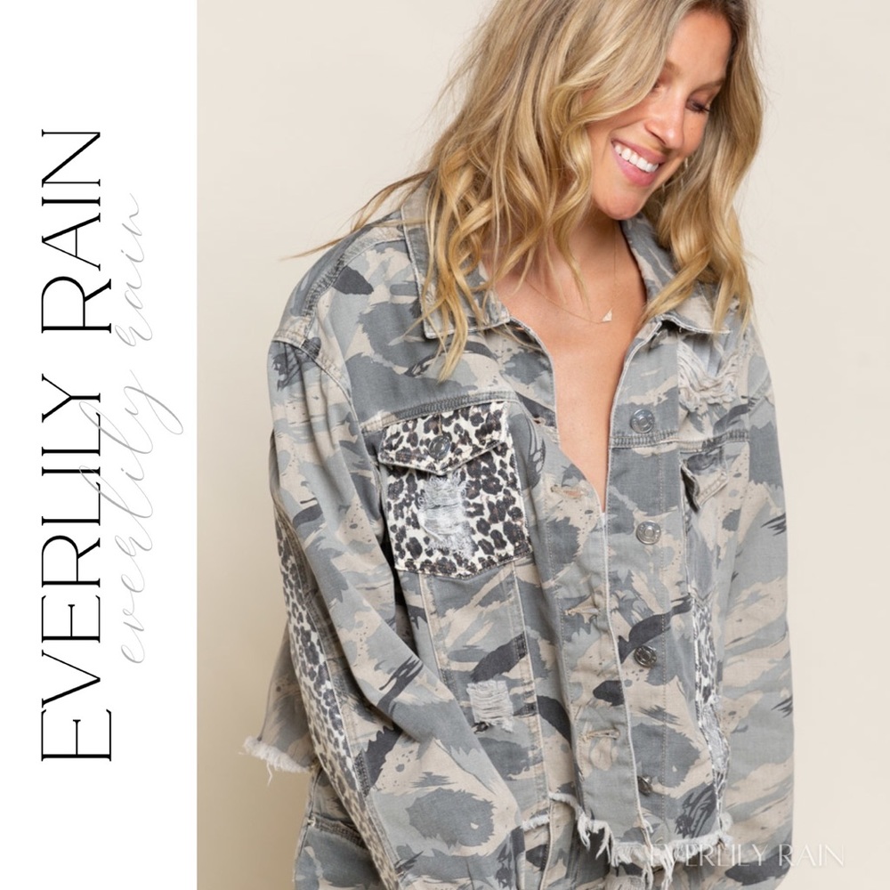 POL Camo and Leopard Print Distressed Jacket - Picture 9 of 13